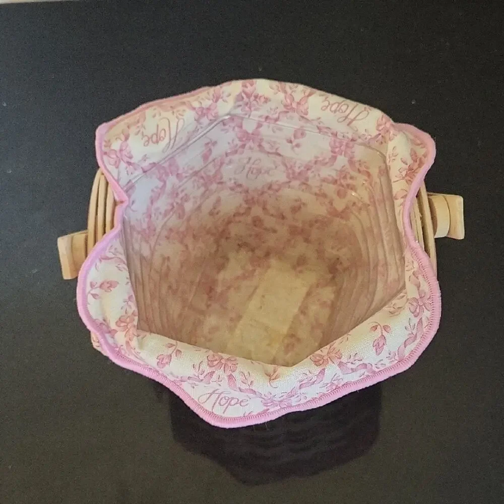 Longaberger Hope Basket Handwoven Basket with Pink Trim Vimtage 2001
